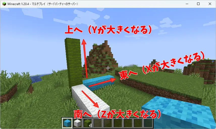 マイクラ座標のわかりやすい見方とXYZの考え方