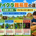 マイクラ難易度の違いを4種類で解説！子供に合う選び方ガイド