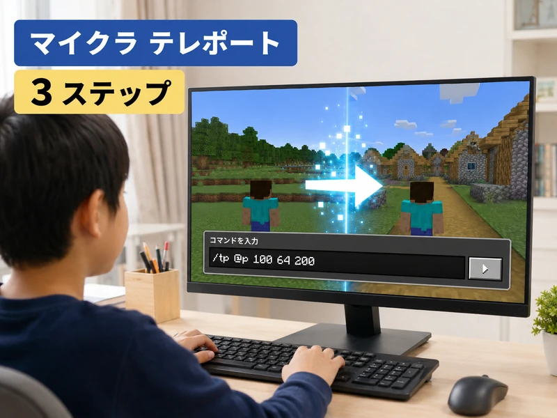 マイクラのテレポートのやり方3ステップ！tpコマンドで面白いゲームを作る方法